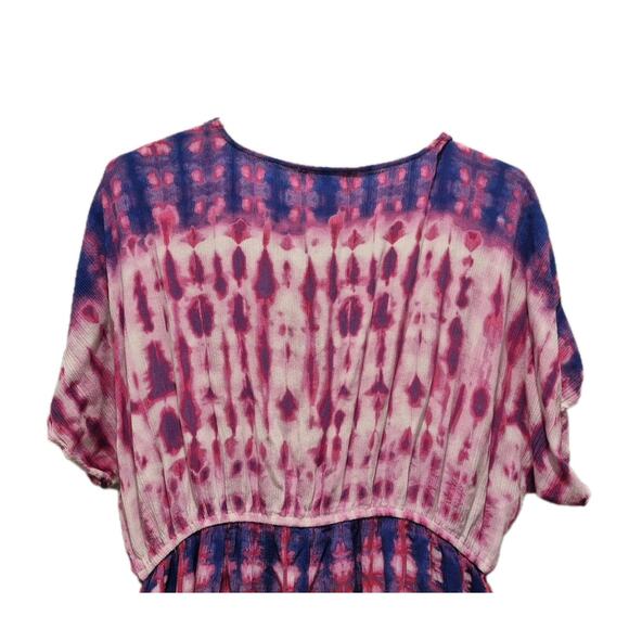 2X Forever 21 Pink Purple Toe Dye Maxi Dress Split Front Rayon - Picture 4 of 8